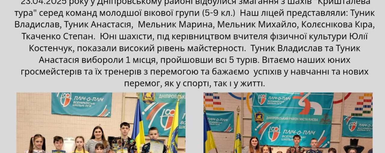 Вітаємо юних шахістів з перемогою!